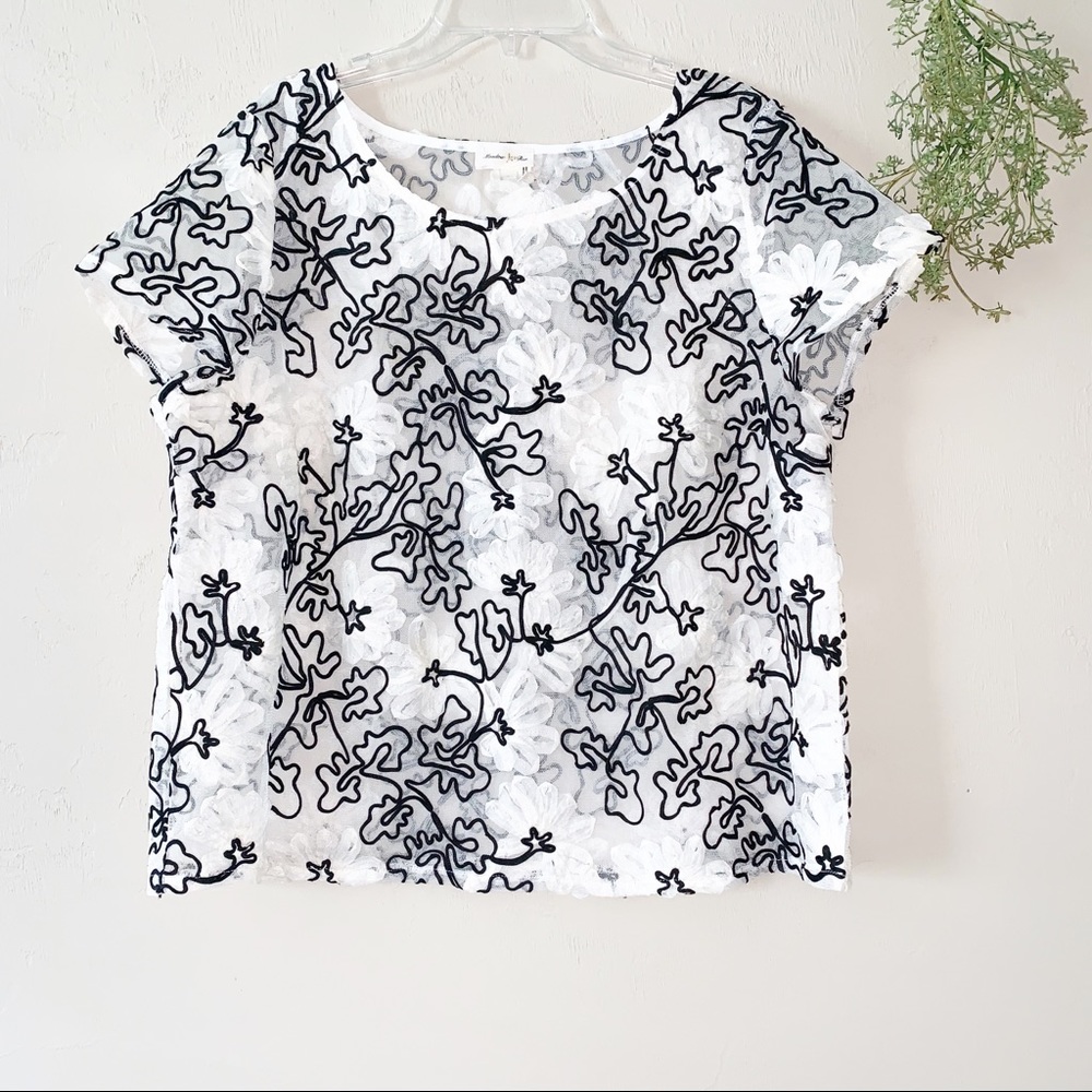 Meadow Rue | Sheer White and Black Floral Design